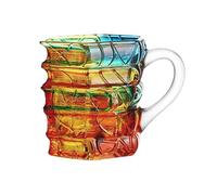 Mugs À Café En Verre,Tasses Empilables En Forme De Livre Avec Peinture 3D Résistante Chaleur - Mug en Verre à Poignée avec Dégradé de Couleurs | Pour Cappuccino Café Froid Noël Anniversaire Voyage Mai