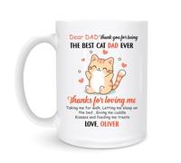 Mugs Cher Papa, Merci De M'Aimer, Papa Chat 330Ml Tasse Drôle Céramique Mug Pour Homme Lait Eau
