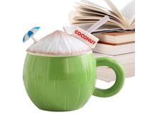Mugs Drôles,Avec Couvercle Paille, Tasse Céramique Mignonne | Tasse Originale à Boisson pour Thé Café Lait Jus Soda,Pour la maison bureau appartement dortoir ferme fête d'été anniversaire vacances