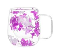 Mugs en verre double paroi Mugs de Thé Isolés avec des Fleurs Séchées