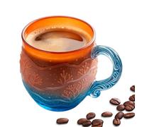 Mugs En Verre,Vague Corail Prise Confortable 35cl - Couchant Tasses En Verre À Thé Et À Café,Pour Thé Lait Boisson Jus Chaud Froid Maison Bureau École Anniversaire Noël Adultes
