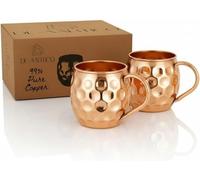 Mugs Moscow Mule en cuivre pur, 47 ompatibles avec les aliments, coffret cadeau Moscow Mule pour les amateurs de cocktails, idéal pour le bar à la maison et les fêtes. (4, Cuivre)