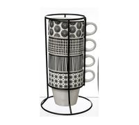 Mugs - SECRET DE GOURMET - Lot de 4 sur rack - Porcelaine - 12x12x21.5cm - 1.08kg