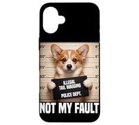 Mugshot Amusant en Corgi : Le remuement illégal de la Queue n'est Pas de ma faute Coque pour iPhone 16 Plus
