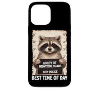Mugshot de Raton Laveur Coupable du Chaos Nocturne, Meilleur Moment de la journée Coque pour iPhone 13 Pro Max