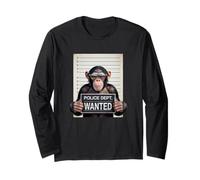 Mugshot Style Art Chimpanzé Lunettes De Soleil Chimpanzés Manche Longue