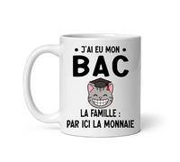 MugSmile Mug Bachelier Bac par ici la monnaie réussite diplôme Baccalauréat chat Tasse