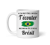 MugSmile Mug Brésil j'ai peut-être l'air de t'écouter Tasse humour voyage