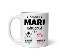 MugSmile Mug EVG gamer geek niveau mari débloqué futur marié Tasse EVG