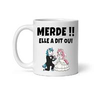 MugSmile Mug EVG humour licorne elle a dit oui futur marié Tasse EVG