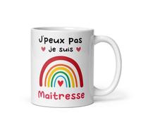 MugSmile Mug je peux pas je suis maîtresse arc-en-ciel tasse maîtresse école femme prof école fin d'année scolaire