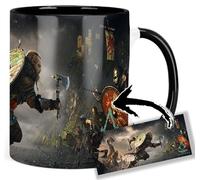 MUGSVILLE Assassins Creed Valhalla Tasse Ceramique Intérieure et Poignée Noire Mug