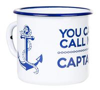 MUGSY I Tasse en émail incassable avec inscription en allemand « You can call me Captain » 330 ml Blanc
