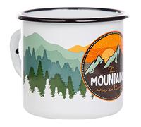 MUGSY I Tasse en émail The Mountains are calling, 330 ml, tasse de camping avec inscription en allemand I Colorée