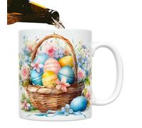 Mugues à café de Pâques - Tailles de thé de vacances de 350 ml, tasses en céramique drôles de vacances colorées pour boire | Lapin ou oeufs tasse de thé, poignées de fête de Pâques confortables pour c