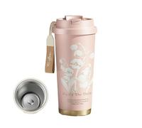 Muguet de la vallée - 500 ml - En acier inoxydable ou en céramique - Motif floral élégant - Tasse de voyage pour thé et café - Avec infuseur intégré - Gobelet isotherme pour femme