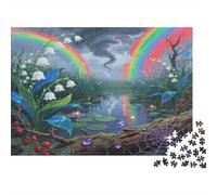 Muguet Papier Double Arc-en-Ciel sur l'étang avec des lys Kit de Puzzle Cadeau Secret de Noël Stimulant mentalement 70x50cm/1000 pièces