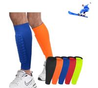 MUGUOY 1 Pair Ski Shin Guard Socks, Calf Compression Sleeve with Honeycomb Pads, Sport Soccer Leg Shin Pads Guard Socks for Sports