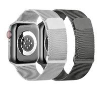 Mugust 2pcs Métal Bracelet Compatible Bracelets Apple Watch 40mm 41mm 38mm 44mm 49mm 45mm 42mm Femmes Hommes,Milanais Bracelet Magnétique pour iWatch Series 9 SE 8 7 6 5 4 3 2 1 (38/40/41mm,A)