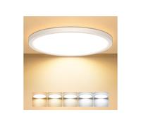 Mugust 30CM Plafonnier LED, 5 Couleurs Lampe Plafond, 24W 2400LM, Moderne, Rond, IP44 Etanche Plafonnier Salle de Bain pour Cuisine, Chambre,Couloir, Garage, Balcon (30cm)