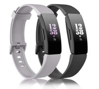 Mugust Lot de 2 bracelets de rechange compatibles avec Fitbit Inspire/Inspire HR/Inspire 2, bracelet de rechange en silicone souple pour Fitbit Inspire/Inspire HR/Inspire 2/Ace 2 (noir + gris, taille