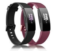Mugust Lot de 2 bracelets de rechange compatibles avec Fitbit Inspire/Inspire HR/Inspire 2 - Bracelet de rechange en silicone souple pour Fitbit Inspire/Inspire HR/Inspire 2/Ace 2 (rouge vin + noir