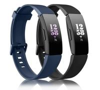 Mugust Lot de 2 bracelets de rechange compatibles avec Fitbit Inspire/Inspire HR/Inspire 2, bracelet de rechange en silicone souple pour Fitbit Inspire/Inspire HR/Inspire 2/Ace 2 (noir + bleu, taille