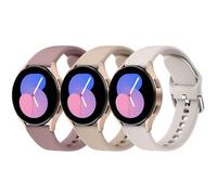 Mugust Lot de 3 bracelets pour Samsung Galaxy Watch 5/4/6/7, Watch 5 Pro/Watch 4&6 Classic/Active 2/Watch 3 41 mm, 20 mm en silicone pour homme et femme (lumière étoilée + couleur thé au lait + violet