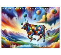 Muh-numentale Meisterwerke (Tischkalender 2026 DIN A5 quer), CALVENDO Monatskalender: Die bunte Welt der Kühe