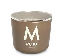 MUHA' | Bougie parfumée en verre cuir, parfum vanille et réglisse, parfum pour ambiances, taille de 500 g