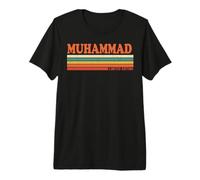 Muhammad Rétro Personnalisé Prénom Vintage Rayures T-Shirt Haut de Gamme