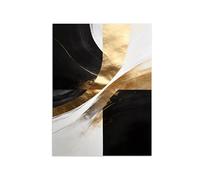 MUHJDYC Abstrait Impression sur Toile-Texturé Marbre Tableau Decoration Murale-Noir blanc Doré 5-Moderne Decoratifs Salon Chambre Bureau 40x50cm Sans Cadre