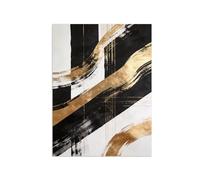 MUHJDYC Abstrait Impression sur Toile-Texturé Marbre Tableau Decoration Murale-Noir blanc Doré 6-Moderne Decoratifs Salon Chambre Bureau 60x80cm Sans Cadre