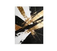 MUHJDYC Abstrait Impression sur Toile-Texturé Marbre Tableau Decoration Murale-Noir blanc Doré-Moderne Decoratifs Salon Chambre Bureau 50x65cm Sans Cadre