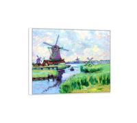 MUHJDYC Armand Guillaumin Impression sur Toile-Tableau Reproduction-Célèbre Peinture Cadre Blanc Image Decoration Salon(moulin à vent aux Pays-Bas) 60x70cm