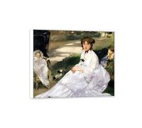 MUHJDYC Édouard Manet Célèbre D'art Mural Tableau Impression sur Toile-Blanc Cadre Image Décoration Salon-Reproduction(Jardin) 60x70cm