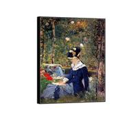 MUHJDYC Édouard Manet Célèbre D'art Mural Tableau Impression sur Toile-(Jeune femme au jardin) Noir Cadre Image Décoration Salon-Reproduction 40x50cm