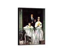 MUHJDYC Édouard Manet Célèbre D'art Mural Tableau Impression sur Toile-Noir Cadre Image Décoration Salon-Reproduction(balcon) 20x30cm