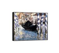 MUHJDYC Édouard Manet Célèbre D'art Mural Tableau Impression sur Toile-Noir Cadre Image Décoration Salon-Reproduction(Grand Canal) 50x60cm