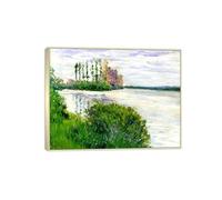 MUHJDYC Gustave Caillebotte Célèbre D'art Tableau-Impressions sur Toile Reproduction-Argenté Cadre Affiche Décoration Salon Prêt à Accrocher(Seine) 50x65cm