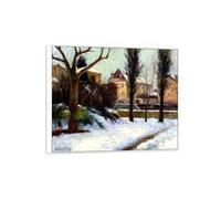 MUHJDYC Gustave Caillebotte Célèbre D'art Tableau-Impressions sur Toile Reproduction-Blanc Cadre Affiche Décoration Salon Prêt à Accrocher(paysage hivernal) 60x70 cm