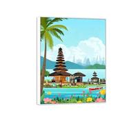 MUHJDYC Paysage Affiche-Tableau sur Toile-Tour Fleurs Chiang Mai-Blanc Cadre Impression Image Decoration Murale Chambre Salon Bureau 50x65cm