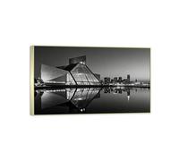 MUHJDYC Paysage Urbain Impression sur Toile-Bâtiments géométriques Ville-Cadre Argenté Panoramique Tableau Decoration Murale Salon Chambre Bureau 30x50cm