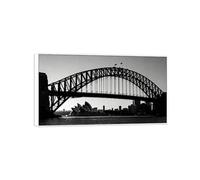 MUHJDYC Paysage Urbain Impression sur Toile-Bâtiments Sydney-Cadre Blanc Panoramique Tableau Decoration Murale Salon Chambre Bureau 50x90cm