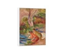 MUHJDYC Pierre-Auguste Renoir Célèbre D'art Tableau-Blanc Cadre Impressions sur Toile Reproduction-Mural Décoration Salon(blanchisseuse) 80x115cm