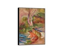 MUHJDYC Pierre-Auguste Renoir Célèbre D'art Tableau-Noir Cadre Impressions sur Toile Reproduction-Mural Décoration Salon(blanchisseuse) 70x100cm