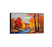 MUHJDYC Tableau Paysage sur Toile, Rivière Automne Forêt Impression, Nature Art Mural Moderne pour Déco Salon Prêt à Accrocher 40x65cm Cadre Noir
