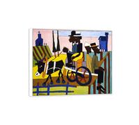 MUHJDYC William H. Johnson Célèbre D'art Tableau-Blanc Cadre Impressions sur Toile Reproduction-Mural Décoration Salon Maison(Going to Church) 30x35cm