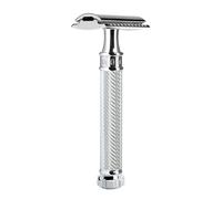 MUHLE r89TWIST Traditionnel Rasoir de Sécurité Fermée Combe Métal Chrome avec Lame d'Échantillon