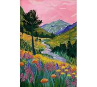 Muholin Affiche de paysage tropical abstrait,montagne,rivière,plante,arbre,beau paysage,peinture sur toile,art mural,décoration de la maison 40x50cm sans cadre